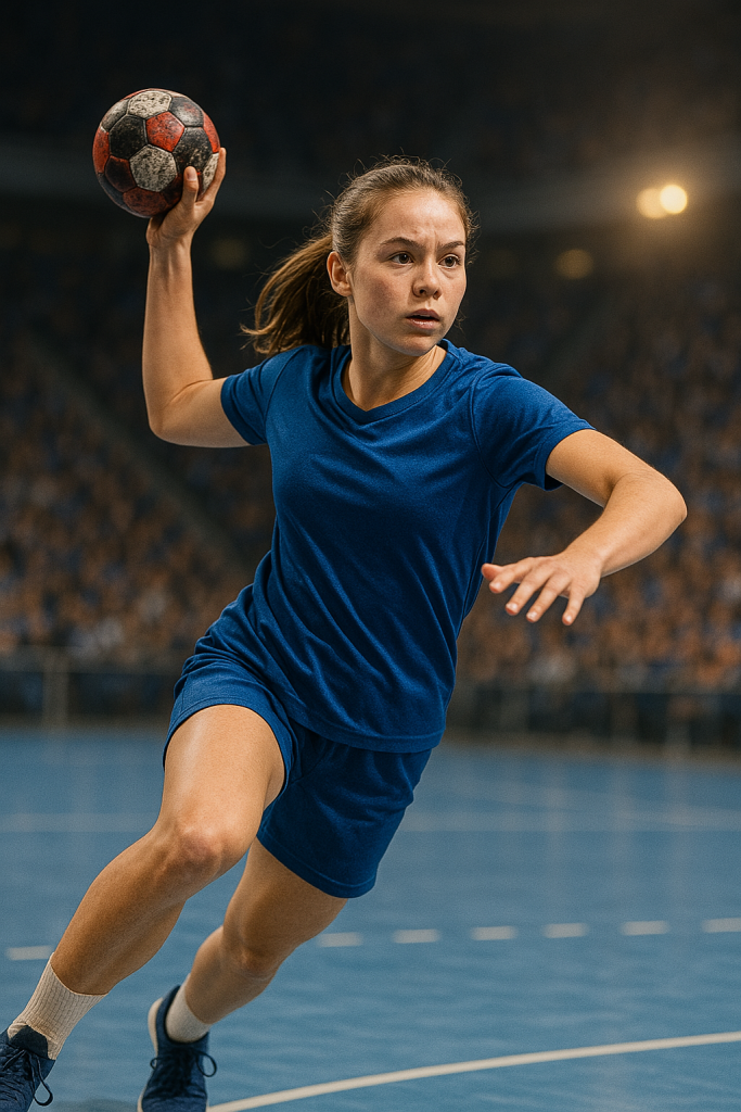 Rückraum Mitte eine der wichtigsten Positionen im Handball - auf diesem Bild die RM einer weiblichen C-Jugend 
